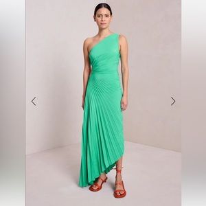 Mint Green ALC Delfina Pleated One Shoulder Dress
